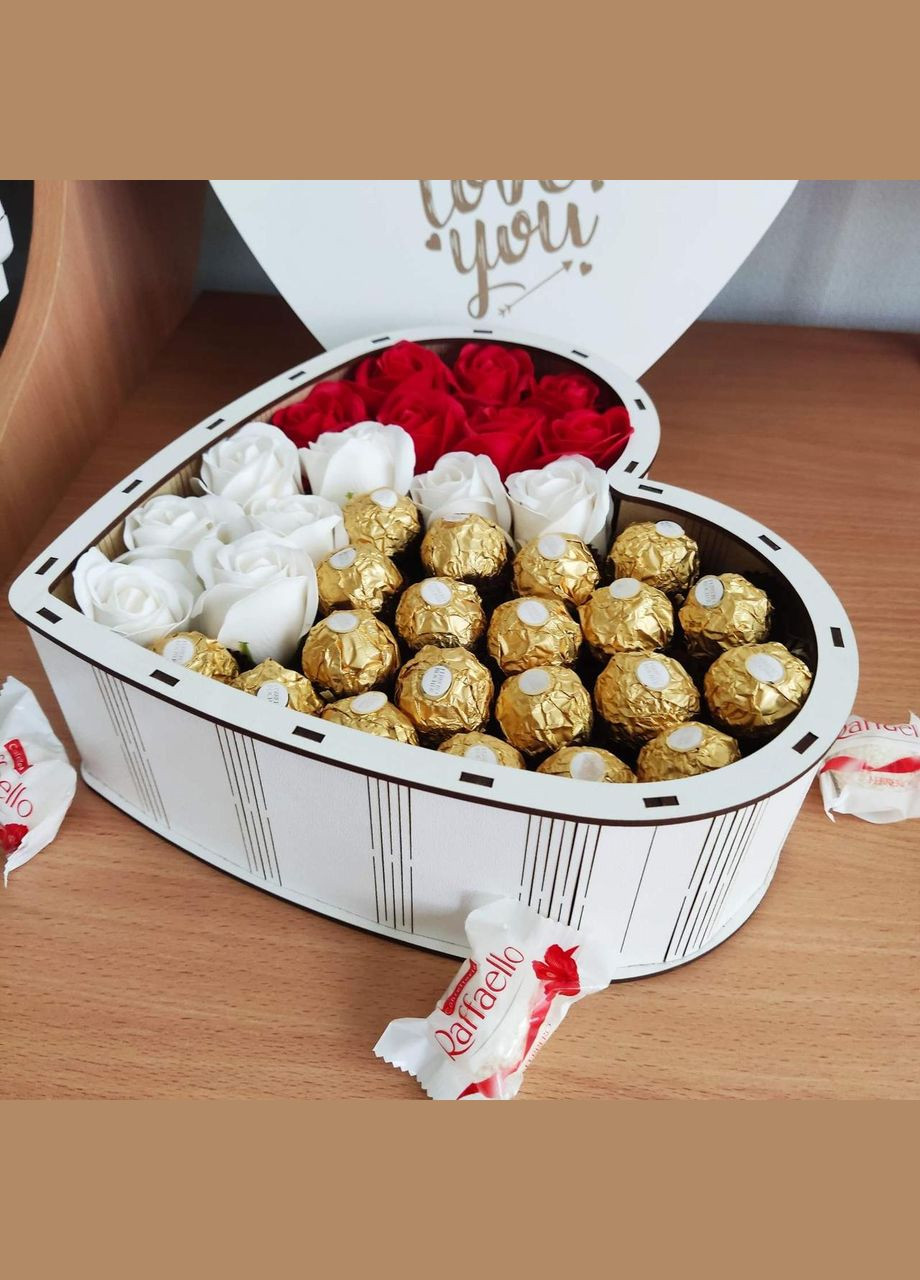 Подарочный бокс с конфетами и розами для девушки No Brand (315888748)