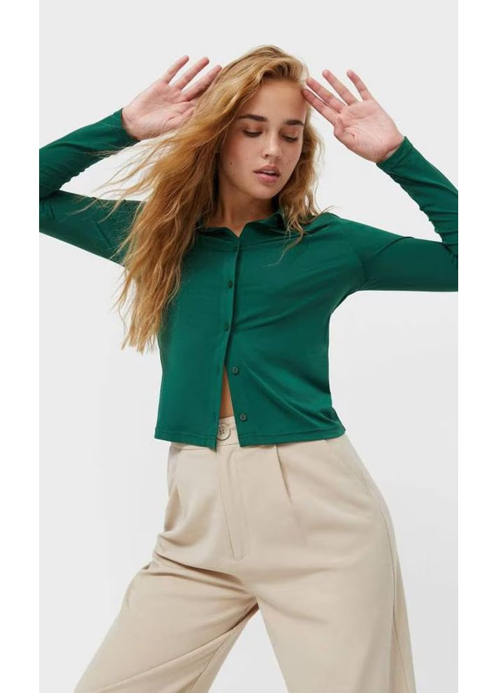 Зелена блуза весняно-літня Stradivarius