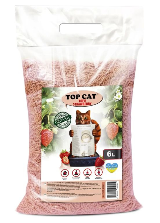Наполнитель для кошачьего туалета Tofu соевый тофу с ароматом клубники 6 л Top Cat (266274670)