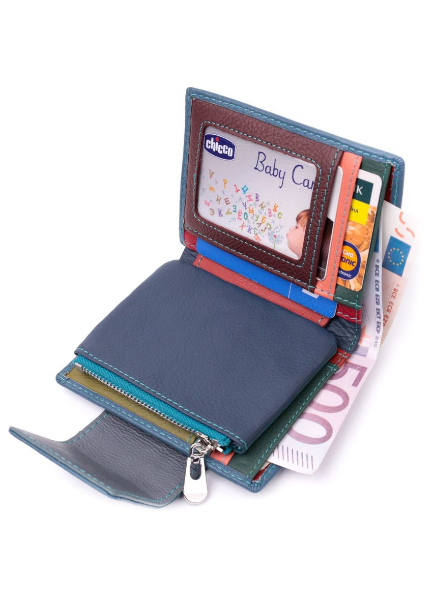 Женский кошелек с оригинальной монетницей из натуральной кожи 19450 Бирюзовый st leather (306881731)