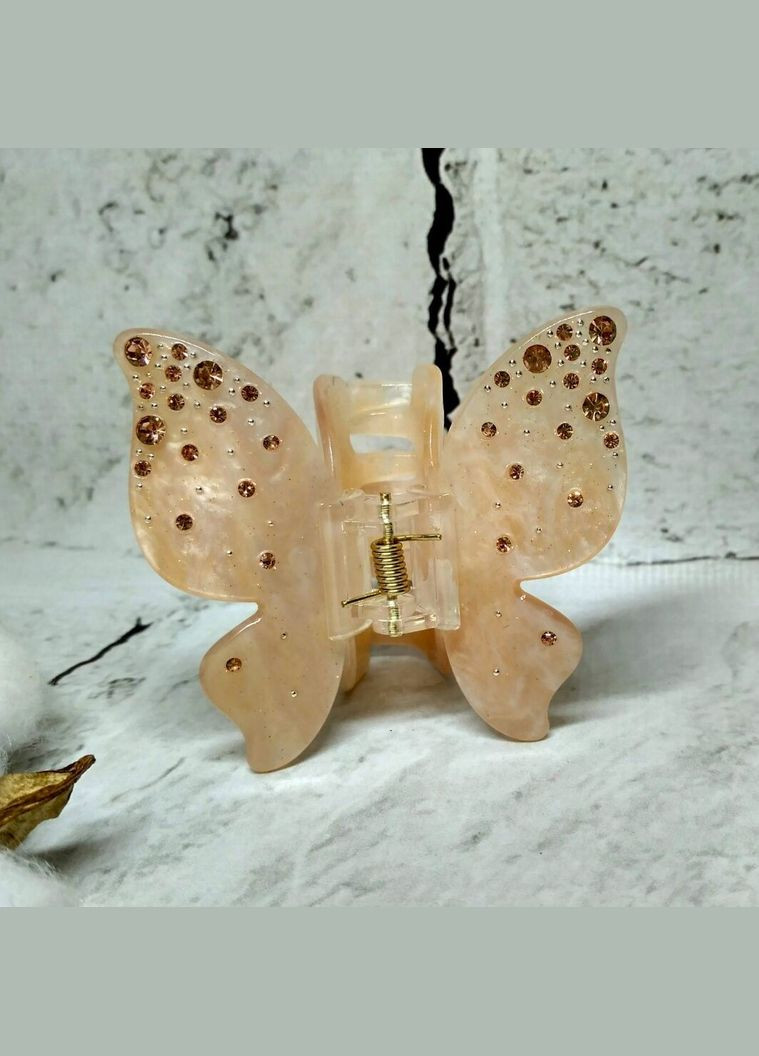 Краб для волос Бабочка перламутр меняет цвет на солнце заколка зажим 6,3х6,3 см Персиковый No Brand (337176925)