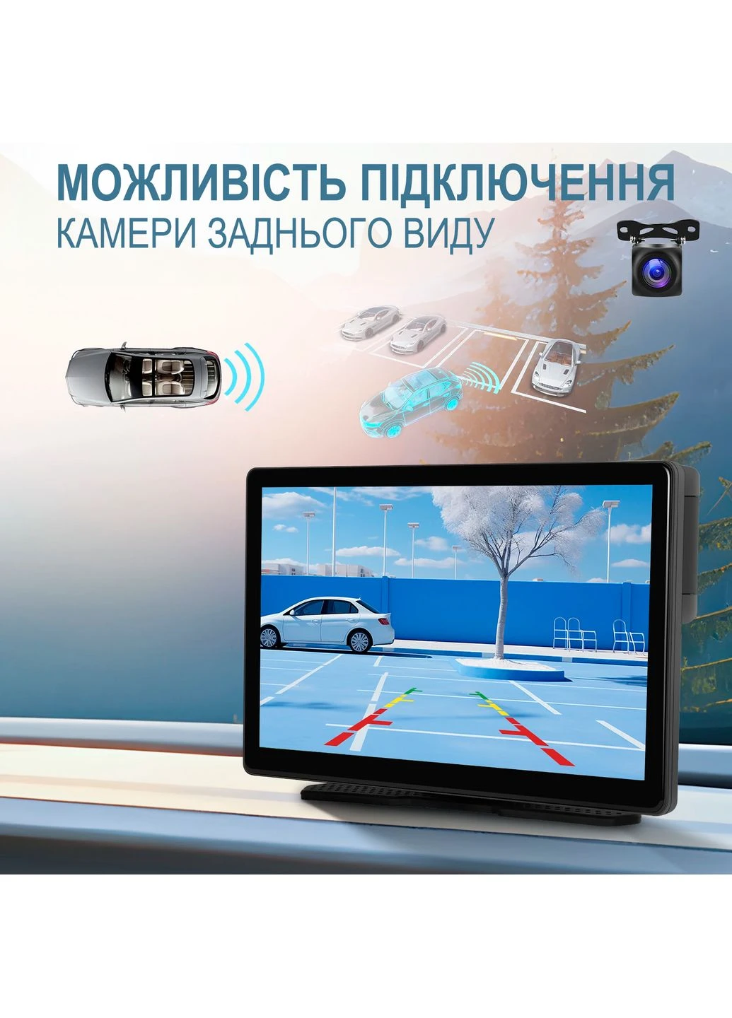 Автомобільний дисплей CarPlay A3782 8", бездротовий Apple CarPlay та Android Auto, монітор з відеореєстратором, для камер Podofo (375460665)