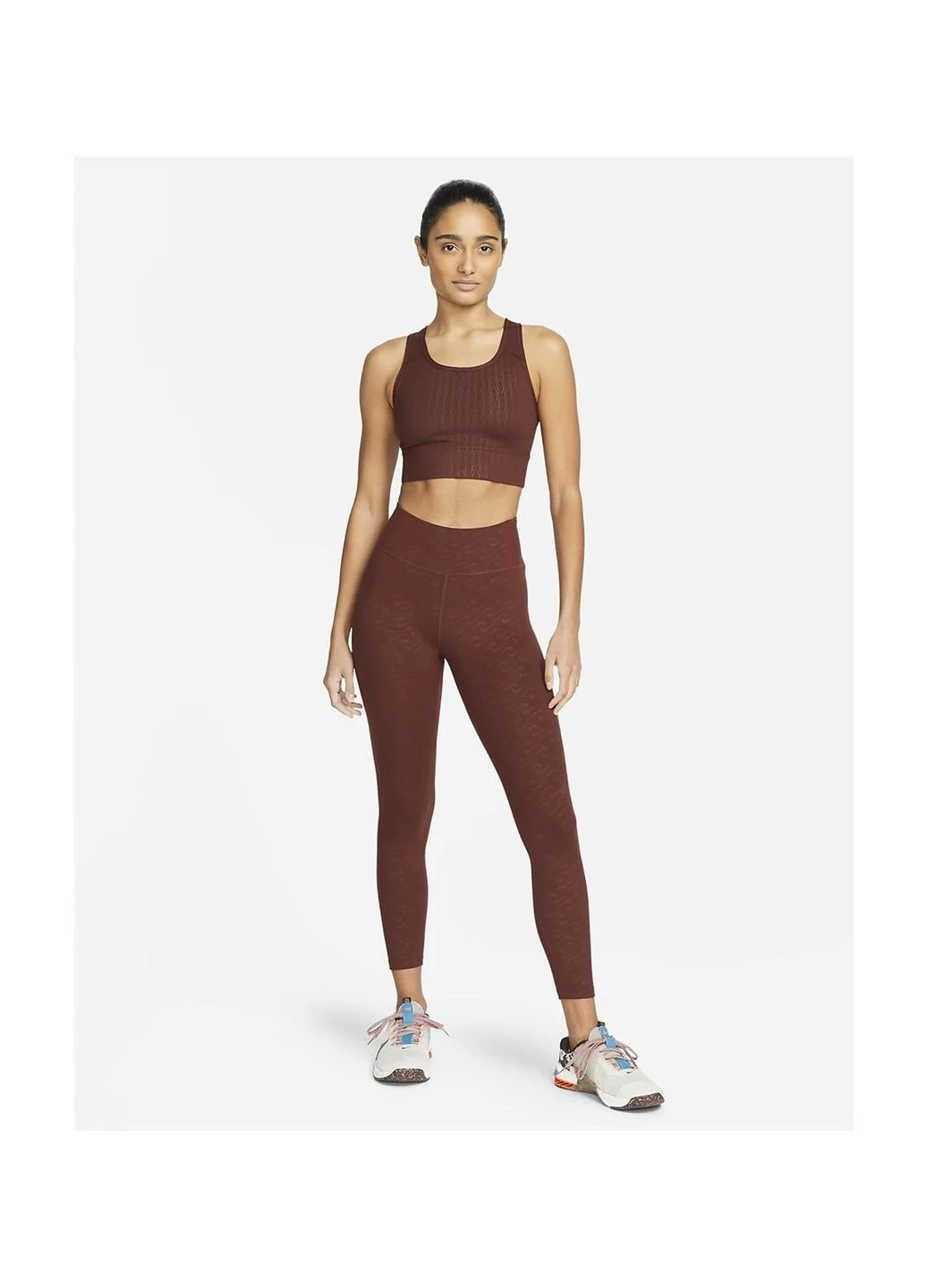 Топ женский Womens Medium-Support 1-Piece Pad Longline Printed Sports Bra Bordo Dm0553-273 Nike (382250404)