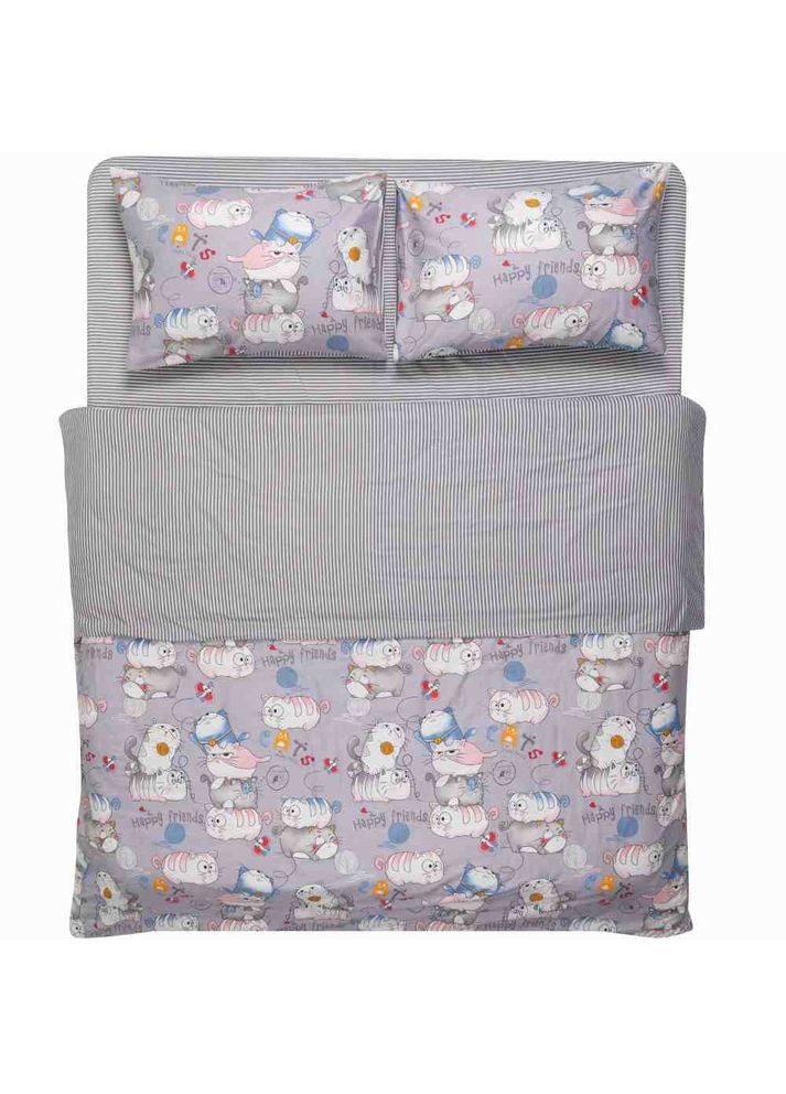 Комплект постільної білизни Gloria Веселі котики Полоска (ART1622FC) Ardesto (322914397)