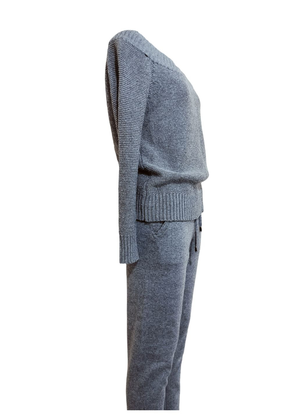 Жіночий костюм сірий в'язаний теплий з широким коміром No Brand (316141178)