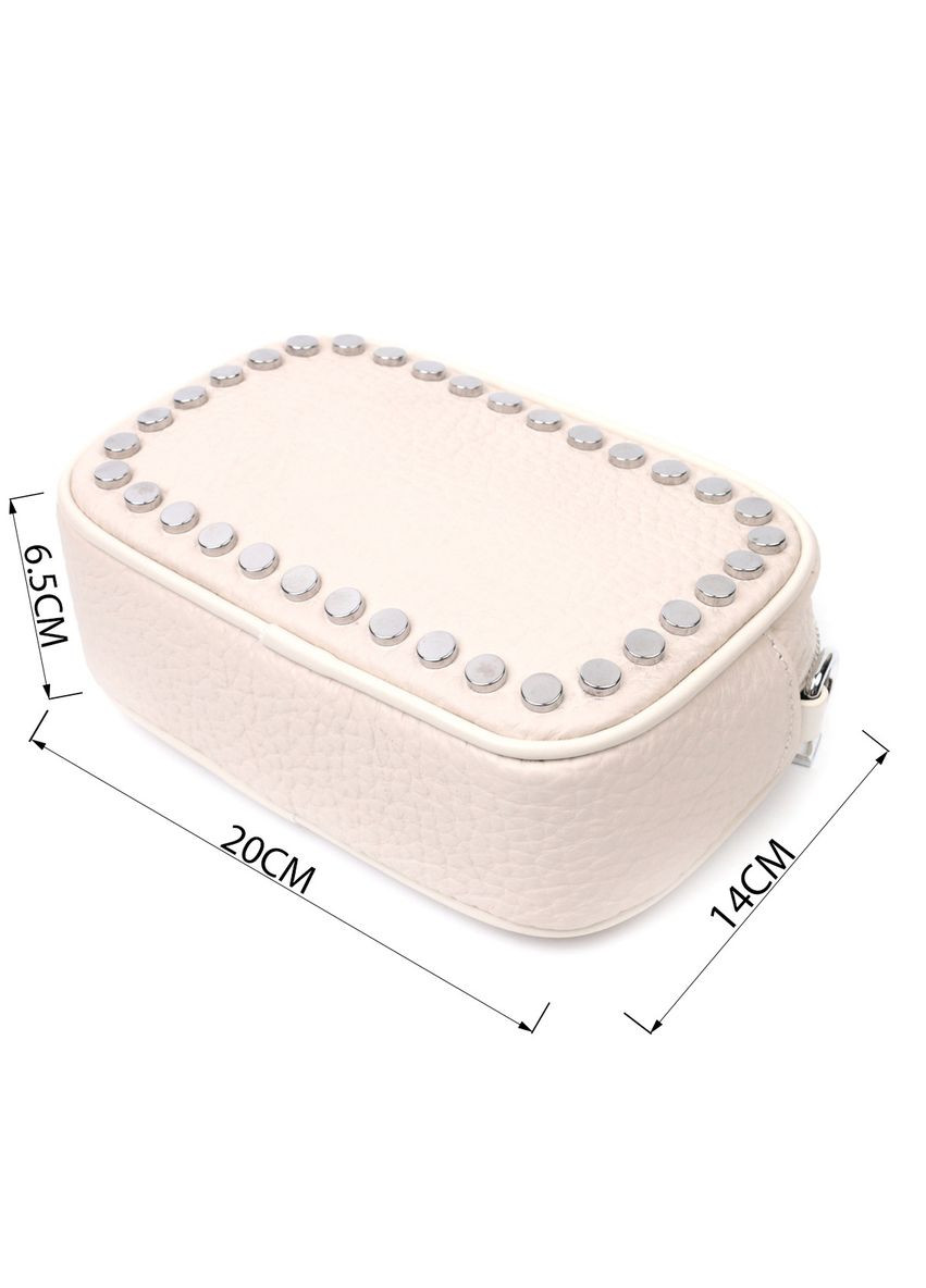 Шкіряна жіноча сумка декорована металевими кнопками біла 20*14*6,5 см Vintage (329151884)