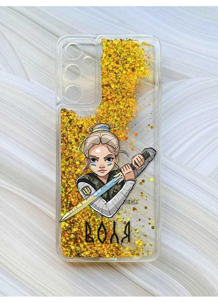 Чохол з плаваючими блискітками на Samsung Galaxy A24 (A245) Золотий:: Українська захисниця (принт 170) CASE CONTROL (360688313)