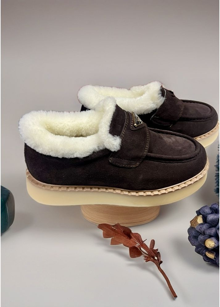 Женские угги в стиле лоферы коричневый цвет No Brand (362244384)