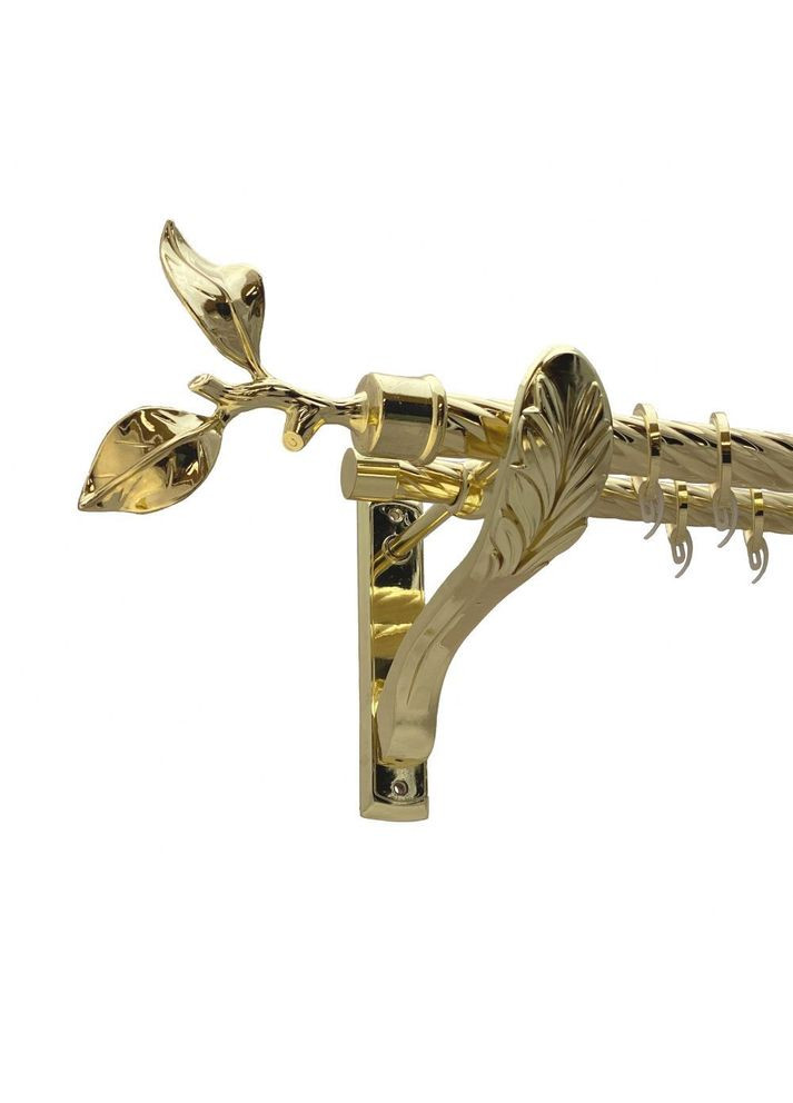 Карниз Листок Троянди металлический двухрядный ретро скрученная труба Золото 25\19 мм 240 см (00-00010973) ORVIT (300280610)