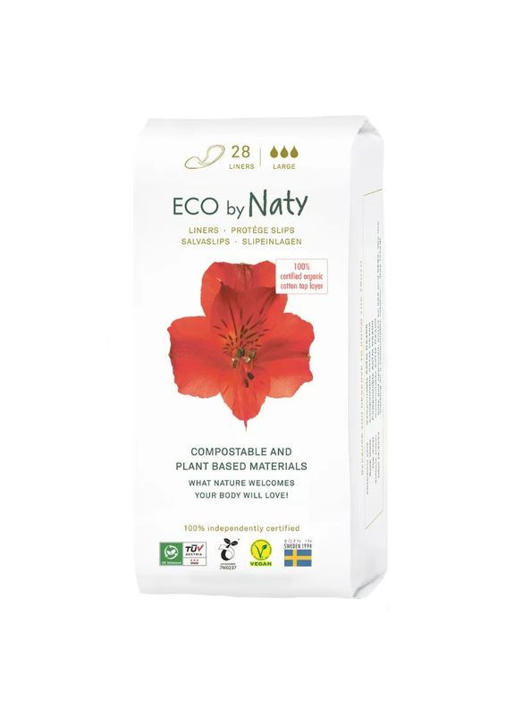 Щоденні гігієнічні прокладки Eco by extra (великі) 3 краплі 28 шт. 244695 Naty (271039576)