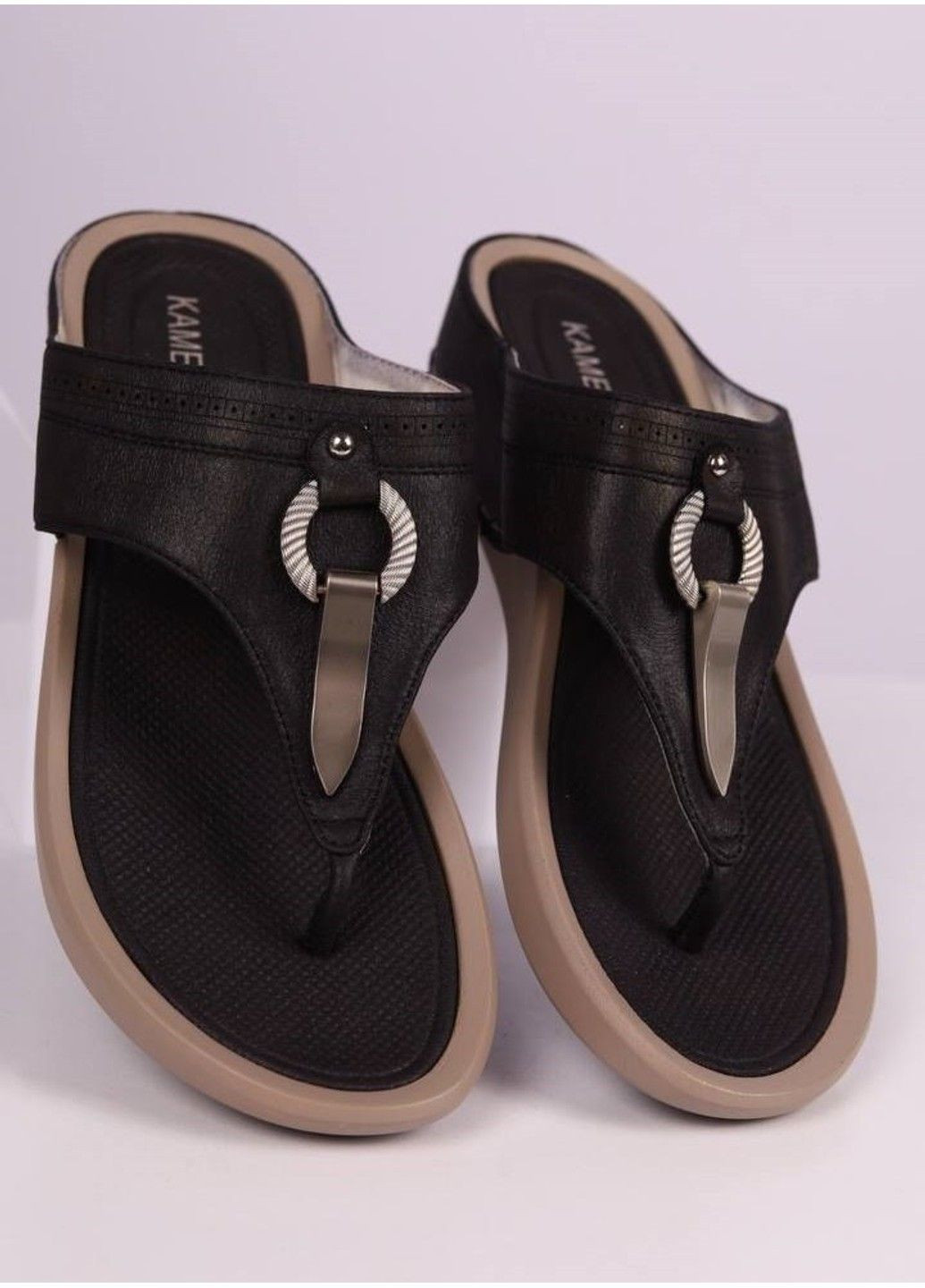 Черные вьетнамки женские черные Kamengsi