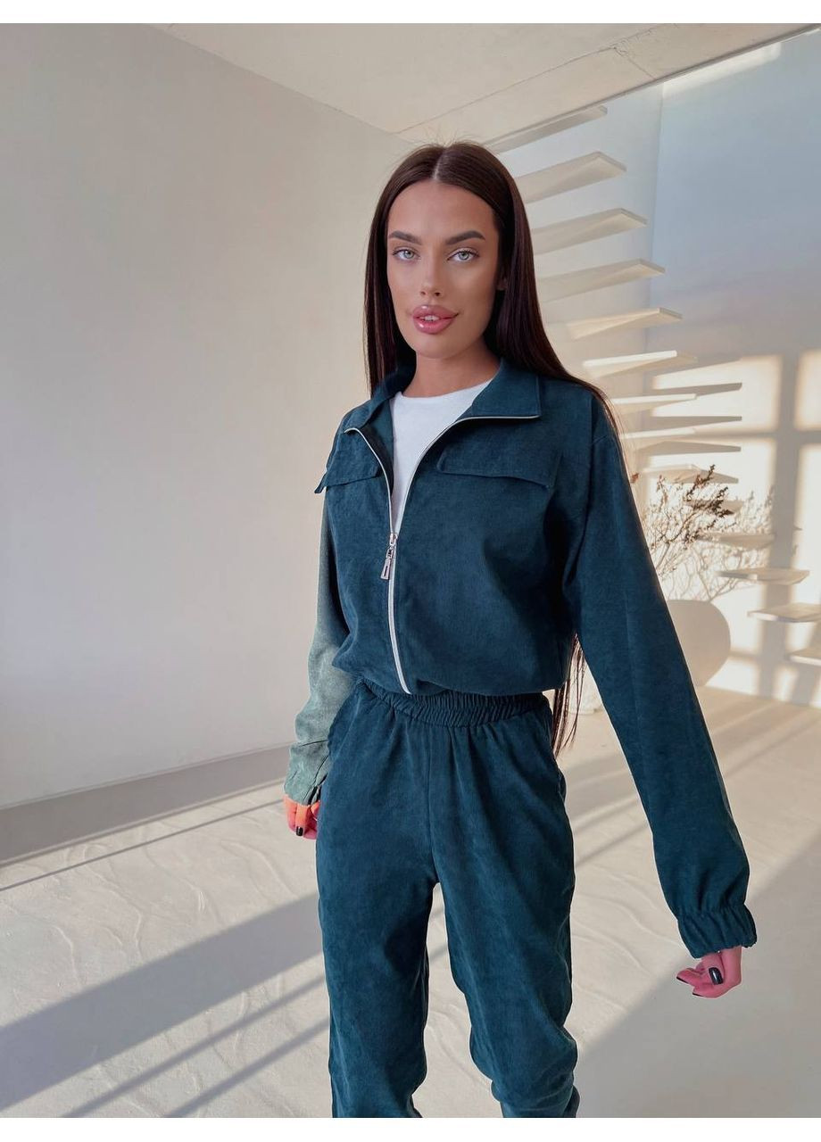 Костюм мікровельвет на блискавці кофта та штани джогери Україна (362557424)