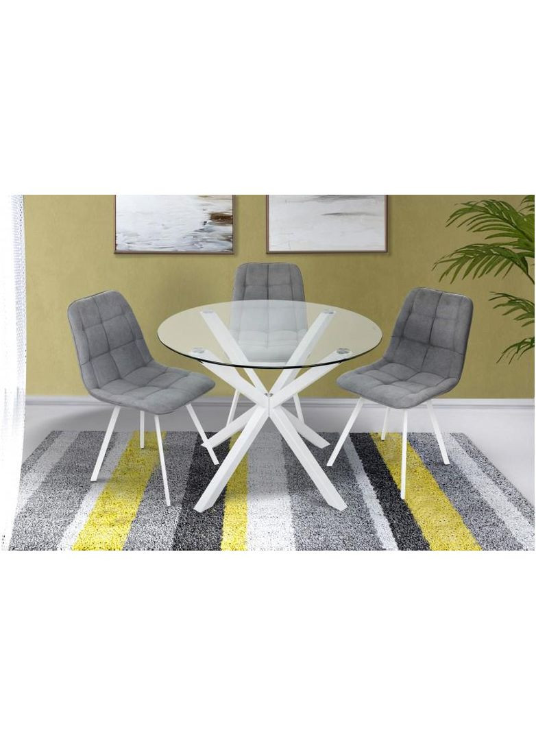 Обідній стіл круглий скляний Gin 1000x750 мм Білий Мікс Меблі 855378-02 855378 Мікс меблі (355468152)