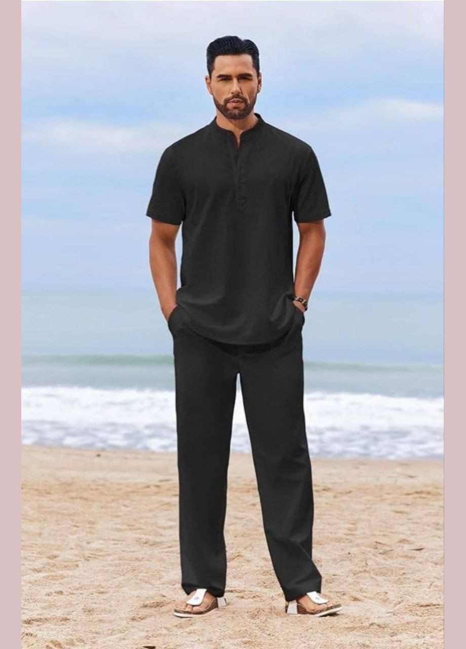 Черный летний мужской костюм брючный Style Point