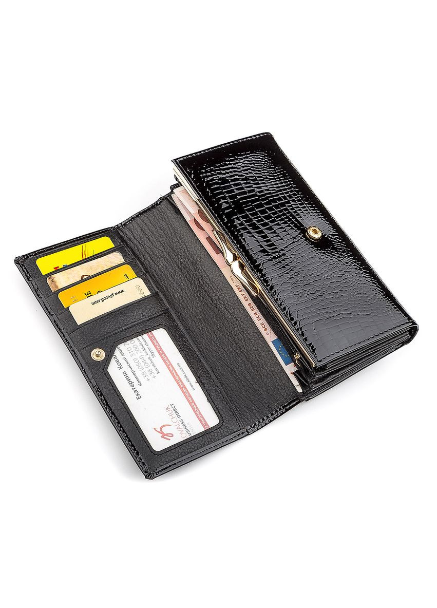Жіночий гаманець із натуральної шкіри з монетницею 18433 (S9001A) Чорний st leather (306881519)