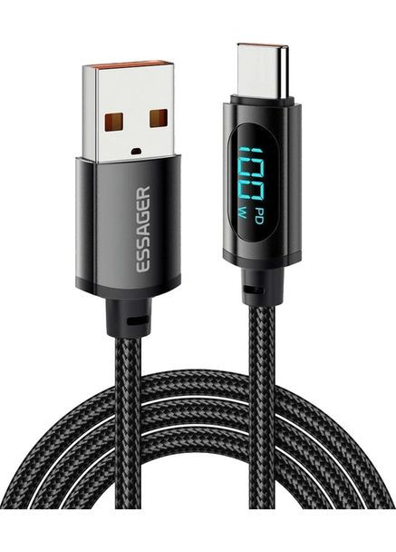 Кабель Enjoy LED Digital Display 7A USB Type-A to USB Type-C 1 м Black (EXCT-XY01-P) Essager (300523847)