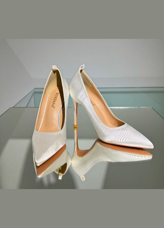 No Brand Весільні атласні жіночі туфлі 6 в 1 підбори 6 см- Білий колір білий з текстиль, — літо (322414679)