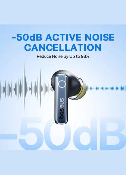 Беспроводные наушники True Wireless Earphones 50dB, IPX4, ANC, BT5.3, 65Hrs, Black Baseus Bowie 30 (334701984)