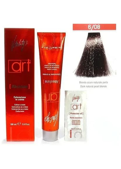 Крем-краска для волосся з олійним коктейлем Art Absolute Hair Color Cream 6/08 Перлинно-натуральний темний блонд 100 мл Vitality`s (373258337)