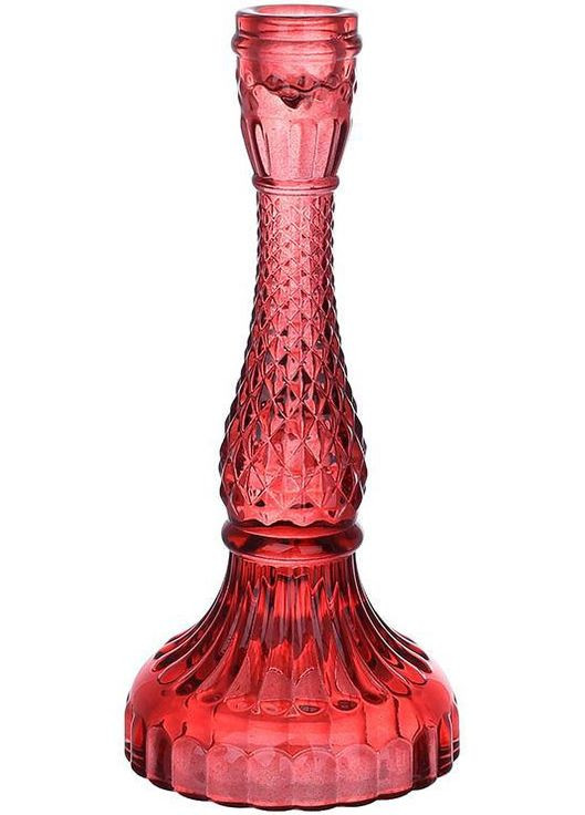 Подсвечник стеклянный "Crystal Glass" Ø11х22см, красное стекло Bona (339782015)