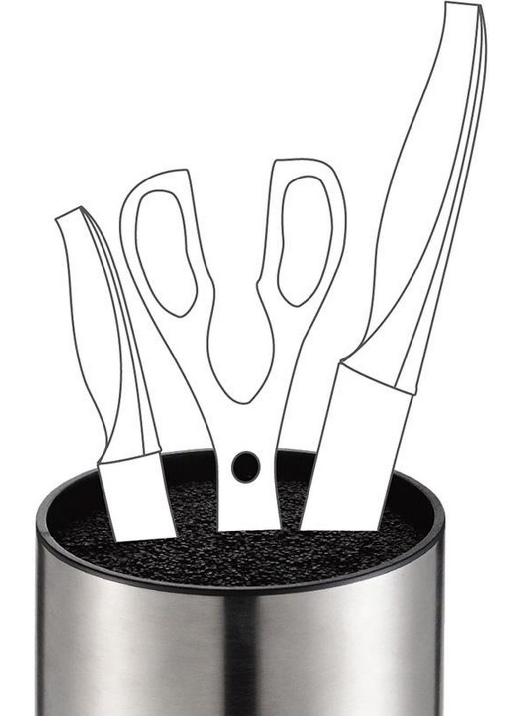 Колода-подставка для ножей steel, нержавеющая сталь с наполнителем Fissman (282592161)