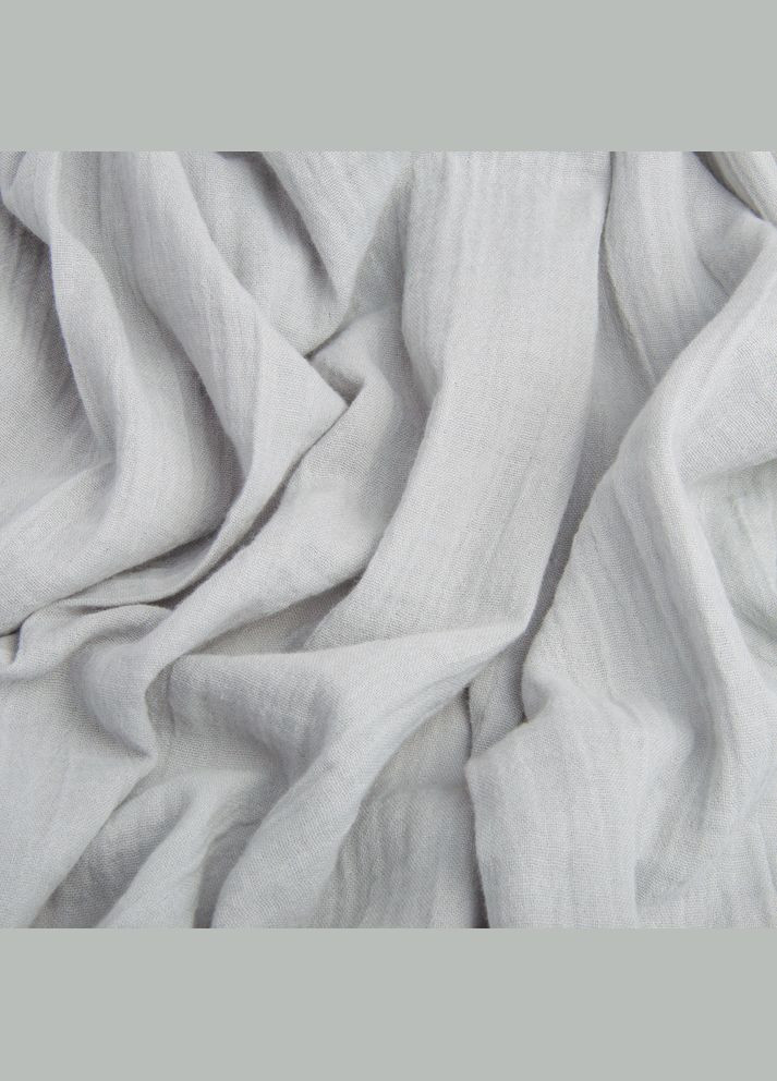 Ткань Муслин хлопок 2-слойный, 150 см, 105 г/м2, для одежды, платьев, костюмов, юбок св. серый IDEIA (322578714)