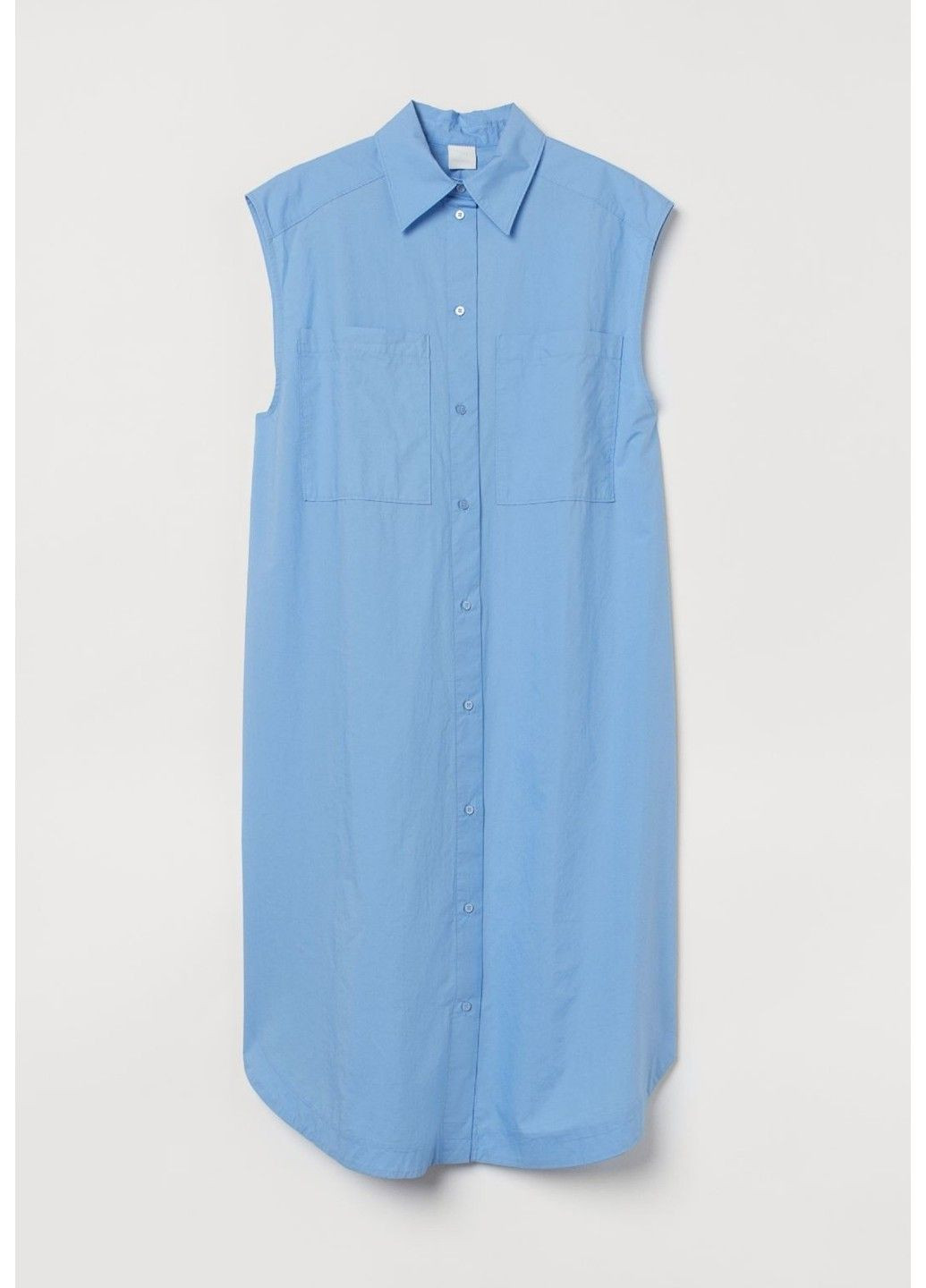 Блакитна повсякденний жіноча вільна сукня-сорочка без рукавів н&м (57197) s блакитна H&M
