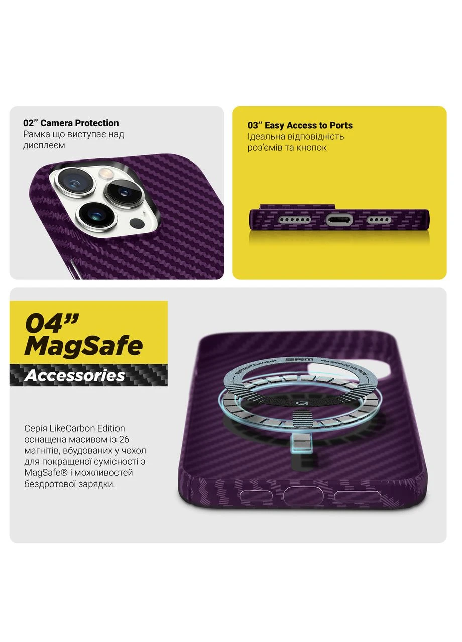 Чохол LikeCarbon MagCase для Apple iPhone 14 Pro Max Purple (ARM69205) ArmorStandart (327885549)
