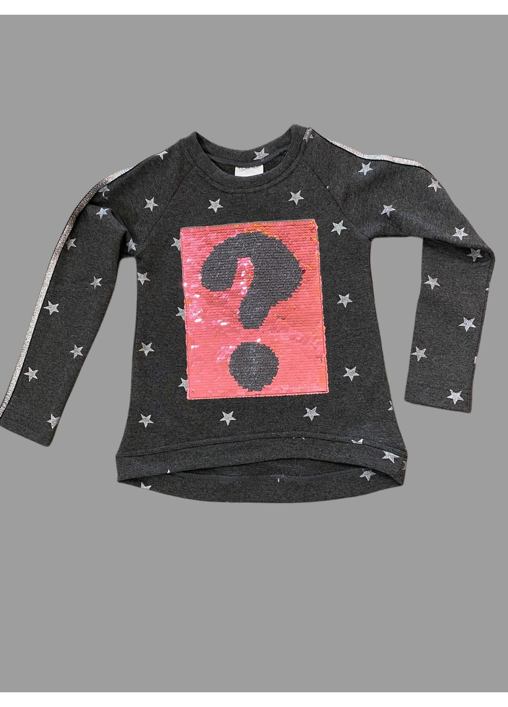 Mone свитшот серый для девочки звезды серый праздничный, повседневный, кэжуал трехнитка