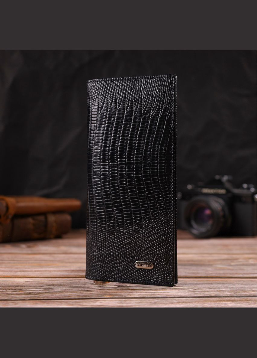 Фактурний чоловічий вертикальний гаманець з натуральної шкіри з тисненням 21906 Canpellini (331906994)
