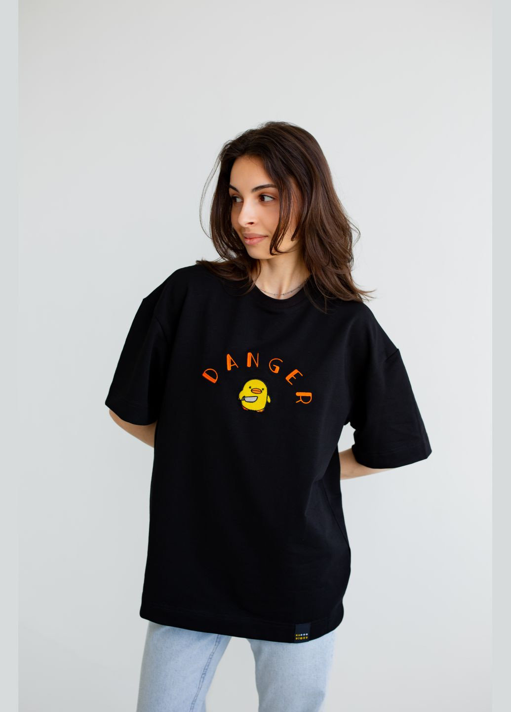 Оверсайз футболка с вышивкой уточки черная nadiupishou (337990781)