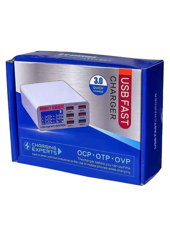 Быстрая зарядная станция WLX-896 / цифровая индикация / 3.5A / 5xUSB / 1xUSB QC3.0 / 40W No Brand (322819098)