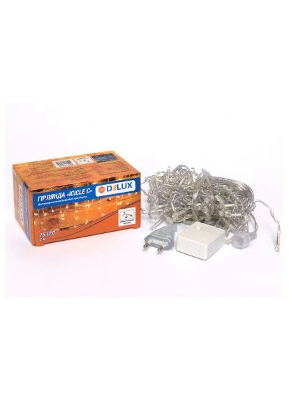 Гирлянда ICICLE С 75LED 2х0.7 м мульти/прозрачный IP20 (90017985) Delux (400755460)