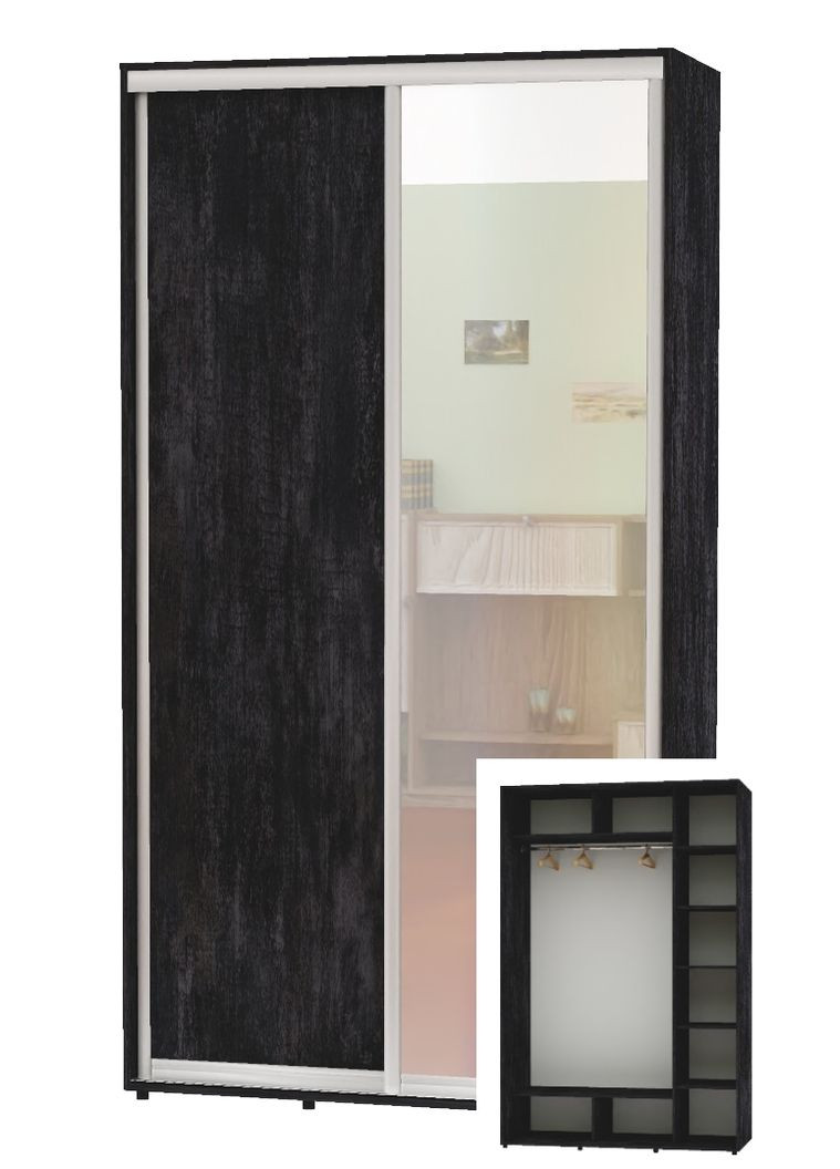 Шафа-купе дводверна 160*60*250 Бетон темний ДСП/Дзеркало Алекса (360444043)
