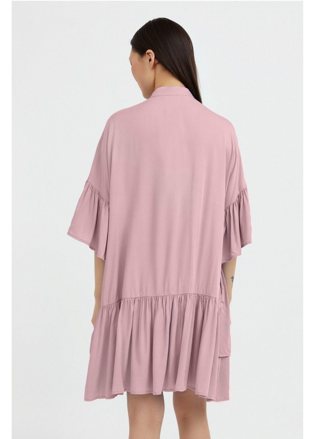 Розовое повседневный, кэжуал, коктейльное, вечернее платье fsc110221-808 оверсайз Finn Flare однотонное