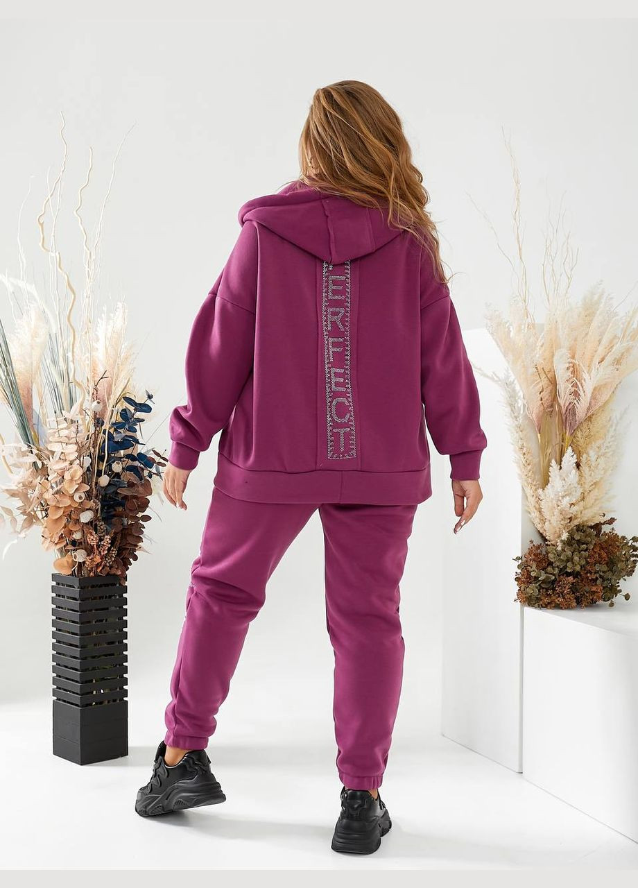 Теплый женский костюм на флисе цвет бордо New Trend (304649710)