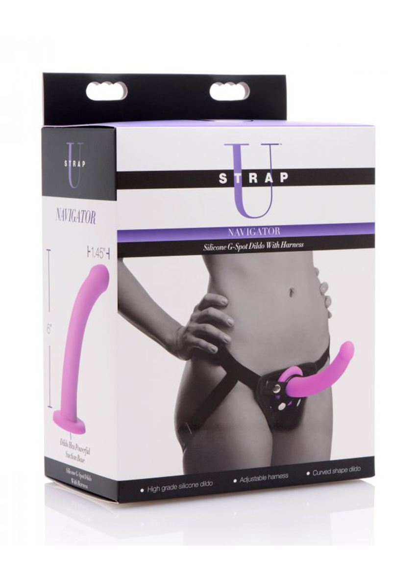 Страпон з кільцевим кріпленням Navigator Silicone G-Spot Dildo фіолетовий Strap U (297130122)