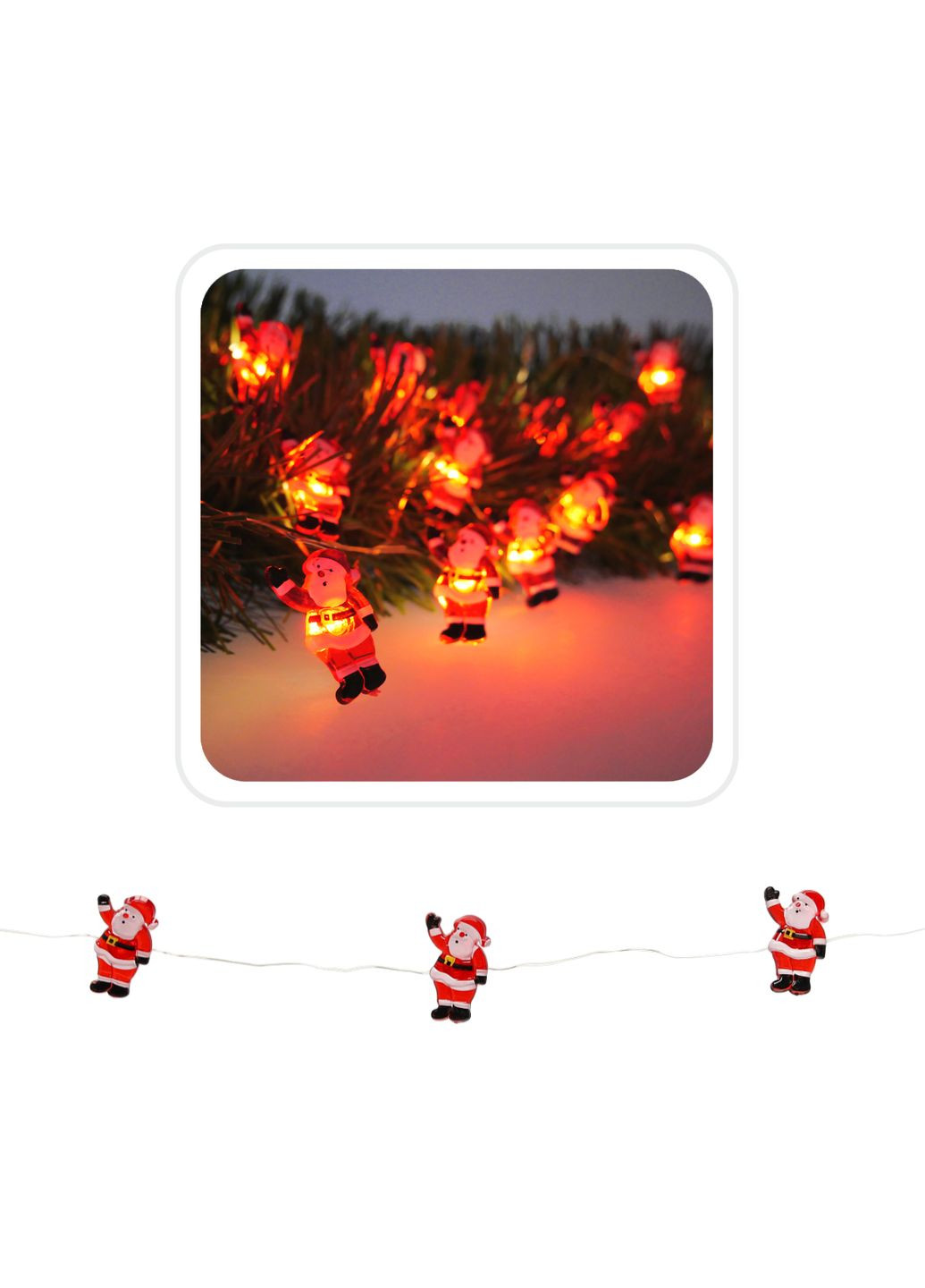 Гирлянда-струна "Санта", " ", 2,2 м, 20 LED теплый белый Chomik (329407283)