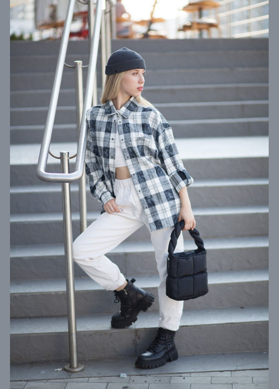 Черная кэжуал рубашка в клетку JUGO с длинным рукавом