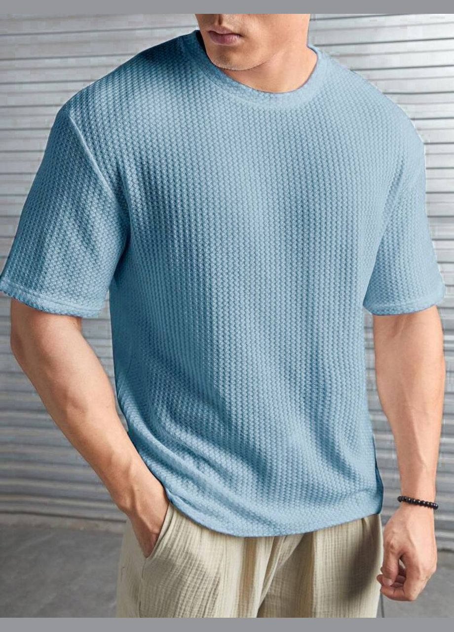 Голубая футболка мужская с коротким рукавом No Brand