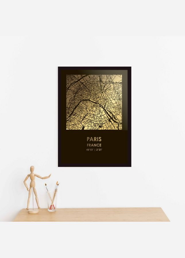 Постер "Париж / Paris" фольгований А3 (BD-pl-28) gold-black BeriDari (311218490)