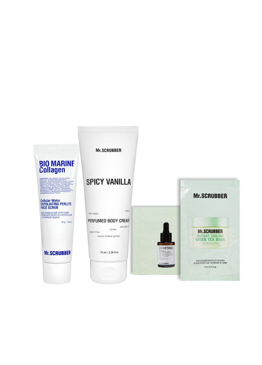 Набір косметики для догляду за обличчям і тілом Beauty Bestsellers, 4 продукти Mr. Scrubber (321963832)