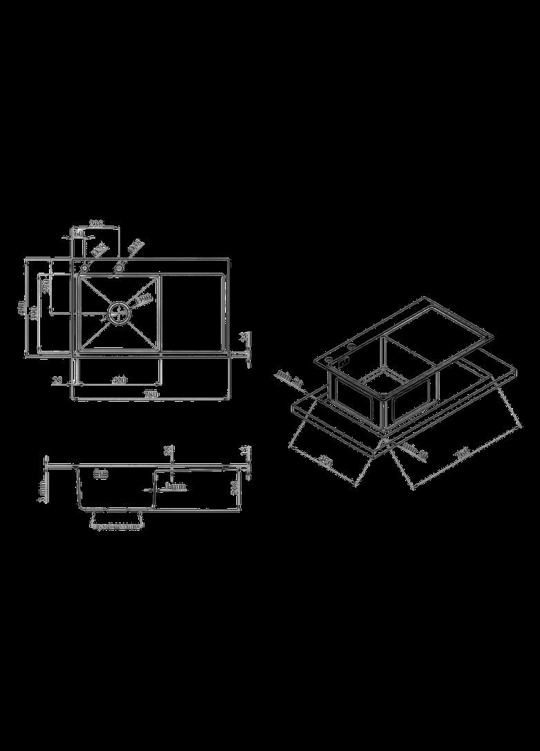 Комплект кухонної мийки KRP Schwarze - 7849LHM PVD (3/1 мм) Kroner (336938153)