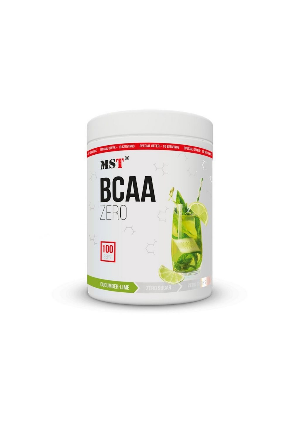 Аминокислота BCAA BCAA ZERO, 600 грамм Огурец-лайм MST (293417691)