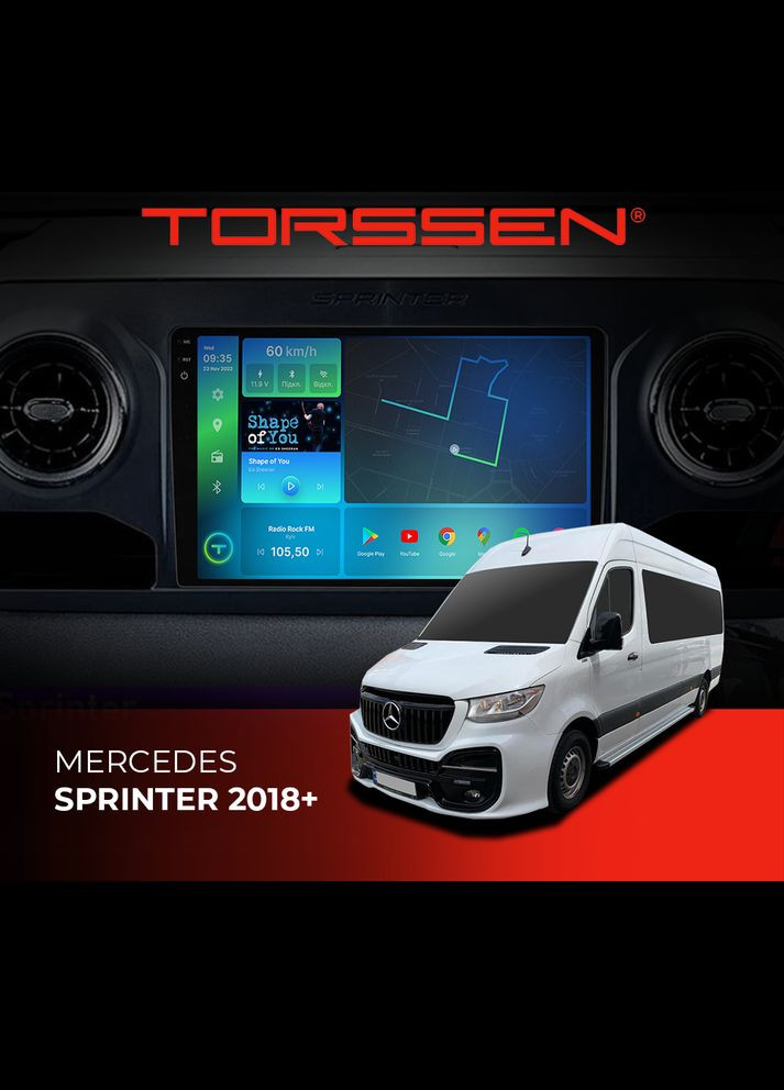 Штатная магнитола 2K Mercedes Sprinter 2018+ F108256 4G Carplay DSP Torssen (307087072)