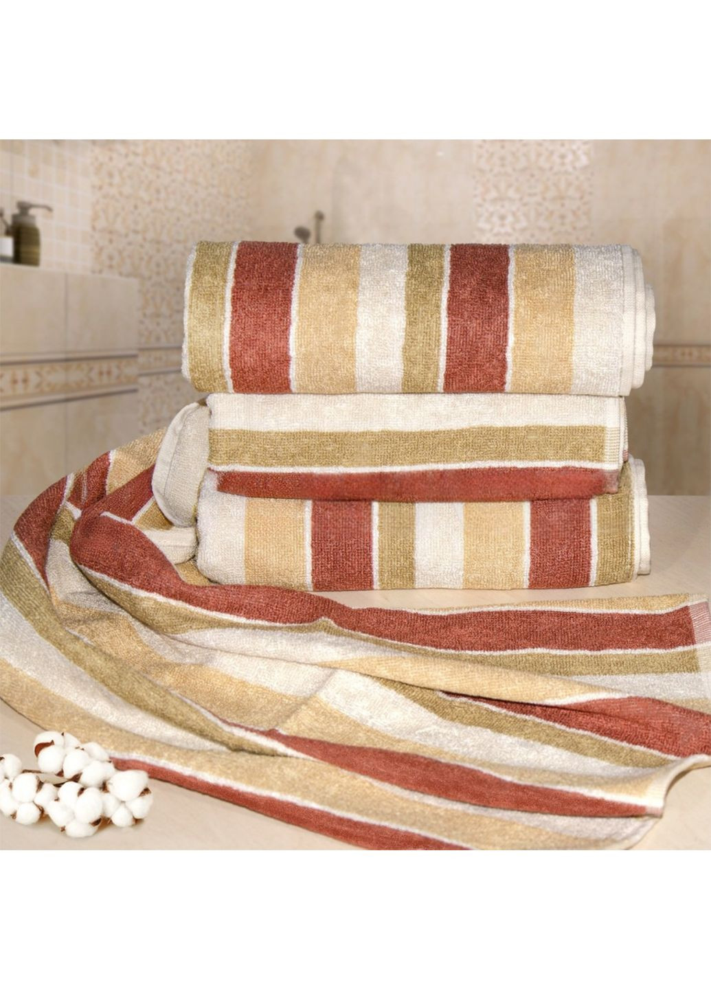 Ярослав полотенце махровое "бамбук" 50х90 см. д.34 полоска комбинированный производство - Украина