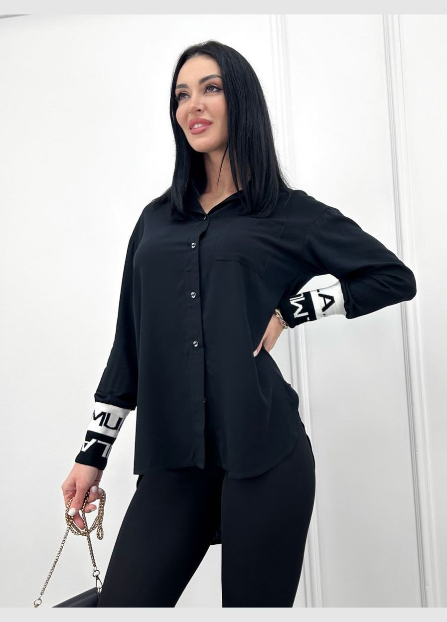 Черная удлиненная женская блуза Fashion Girl "Michelle"