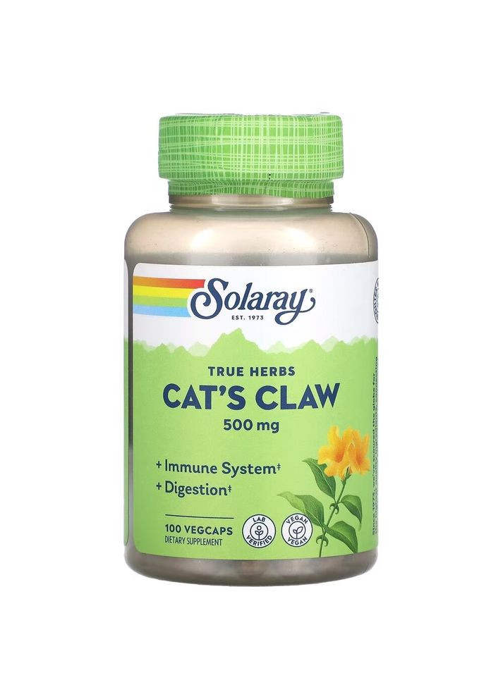 Натуральная добавка Cat's Claw 500 mg, 100 вегакапсул. Solaray (361894679)