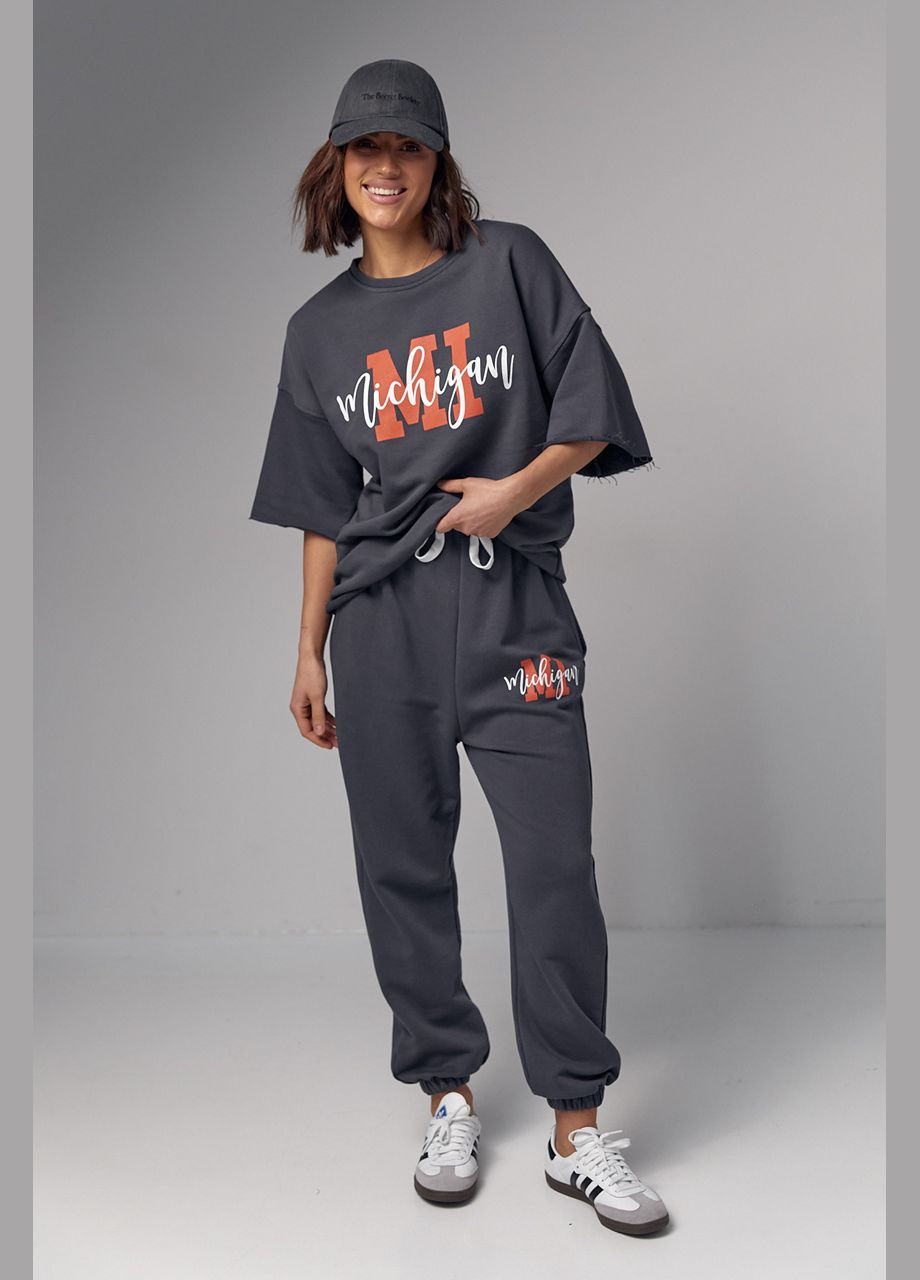 Жіночий спортивний костюм з написом Michigan 04195 Lurex (292252947)