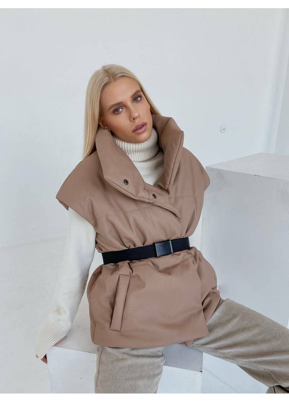 Жіночий жилет з екошкіри Desing з кишенями (mil367) milirud (366873414)